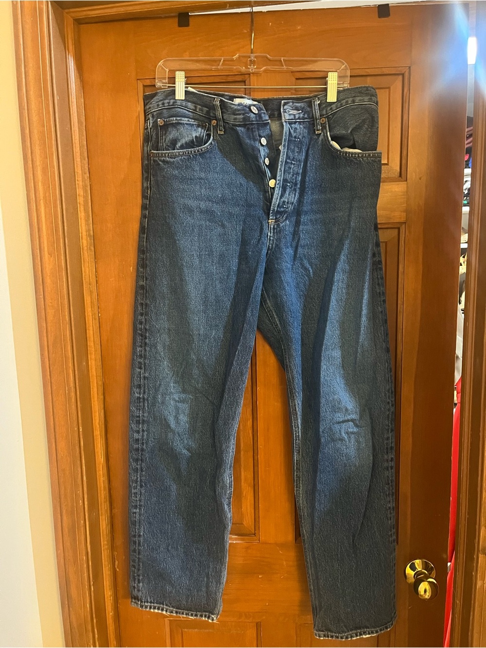 Agolde women’s Dark Blue Button-Fly Jeans